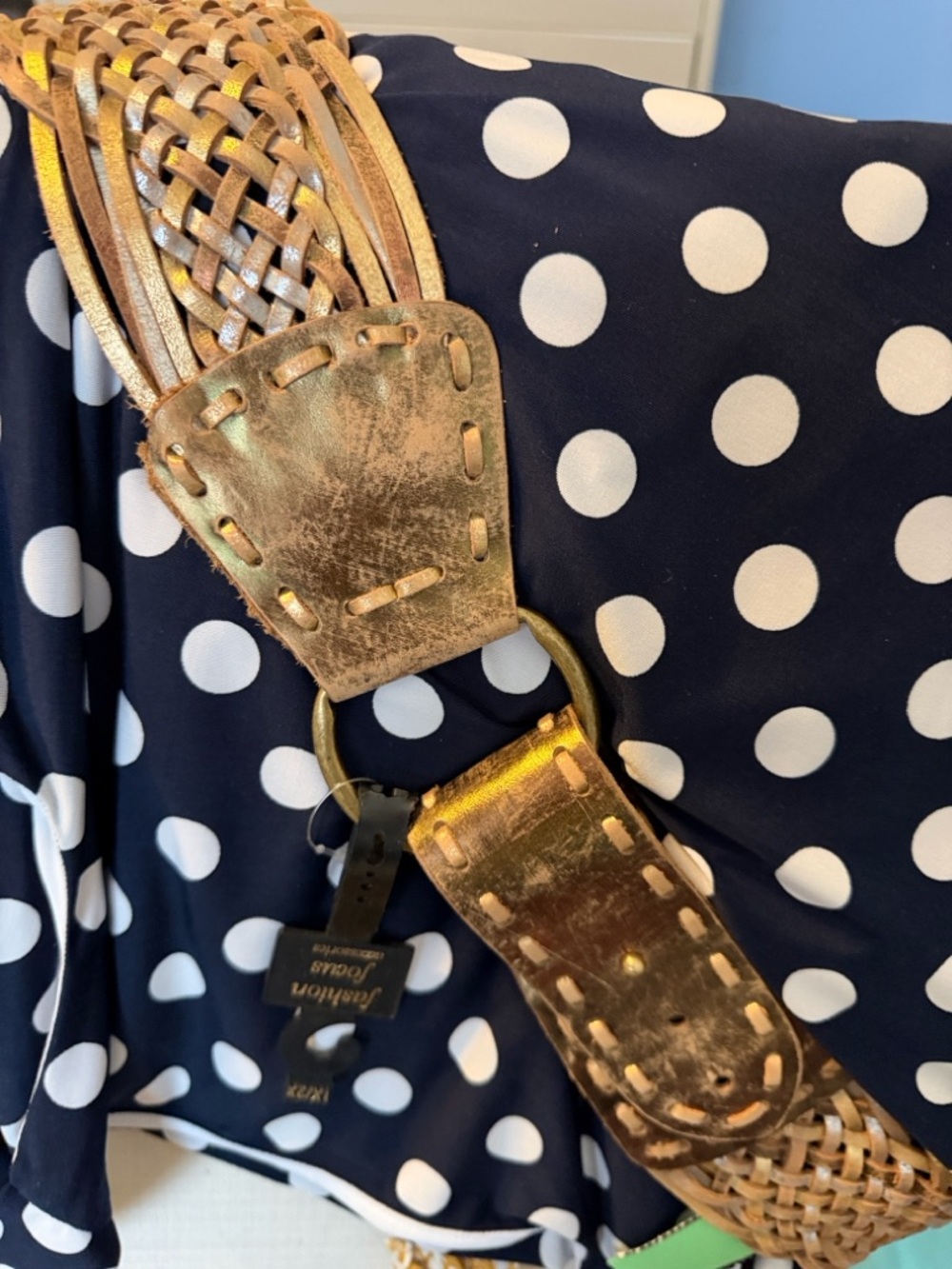 Woven Metallic Brown Women’s Fashion Belt in Leather